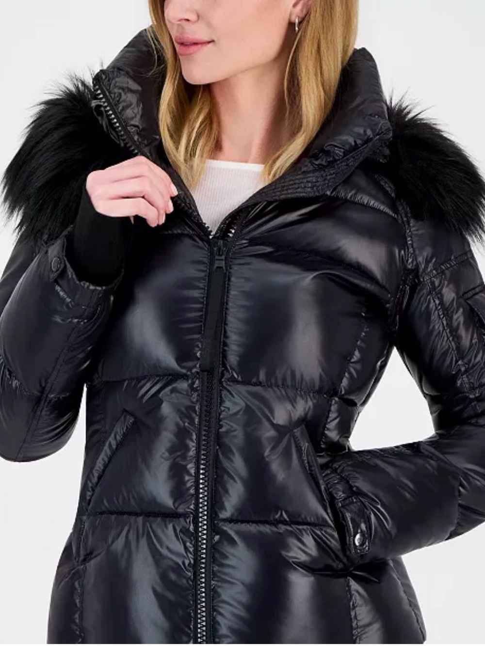 S13 Women's Allie Faux-Fur-Trim Hooded Puffer Coat